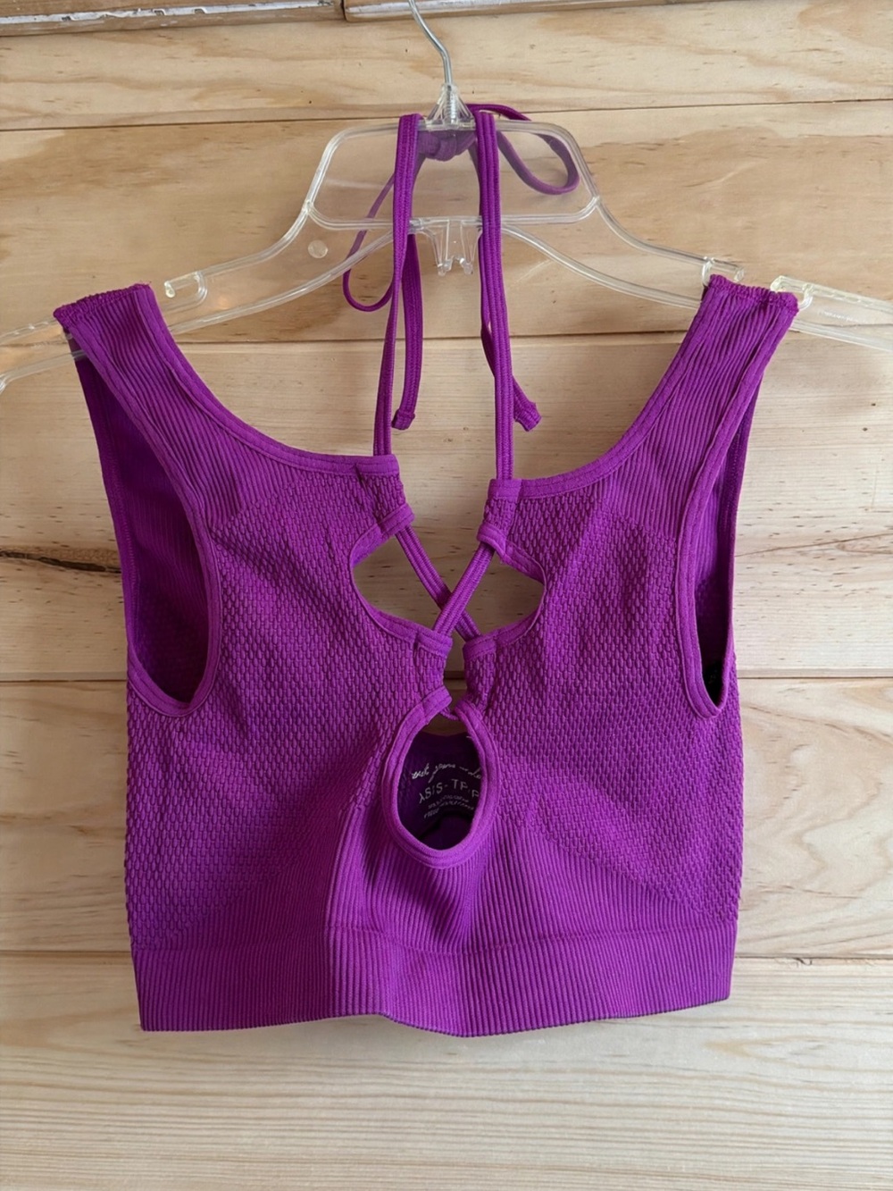 Urban Outfitters Magenta Ribbed Halter Bralette with Strappy Back
